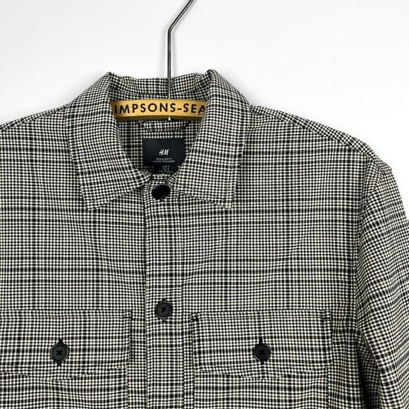 H&M Men's Size Small Black and Tan Checkered Shirt Jacket - Picture 2 of 6
